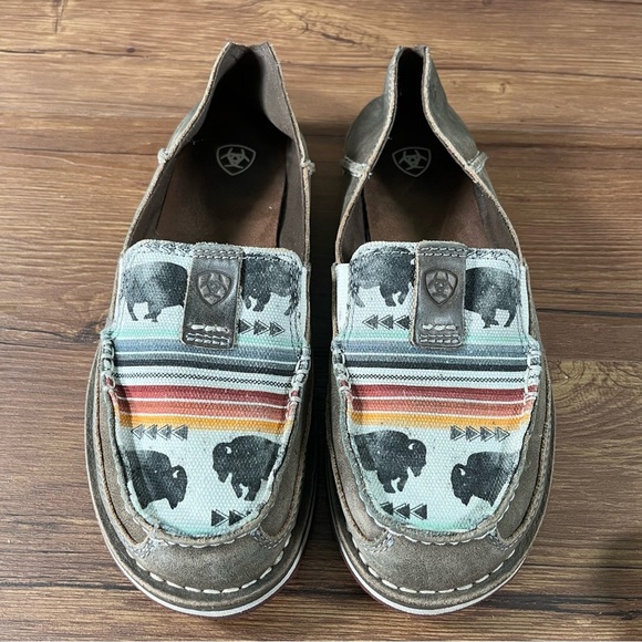Ariat Crusier ‘Buffalo Print’ Leather Slip-On Sneakers Loafers Women’s Size 7 - Picture 9 of 11